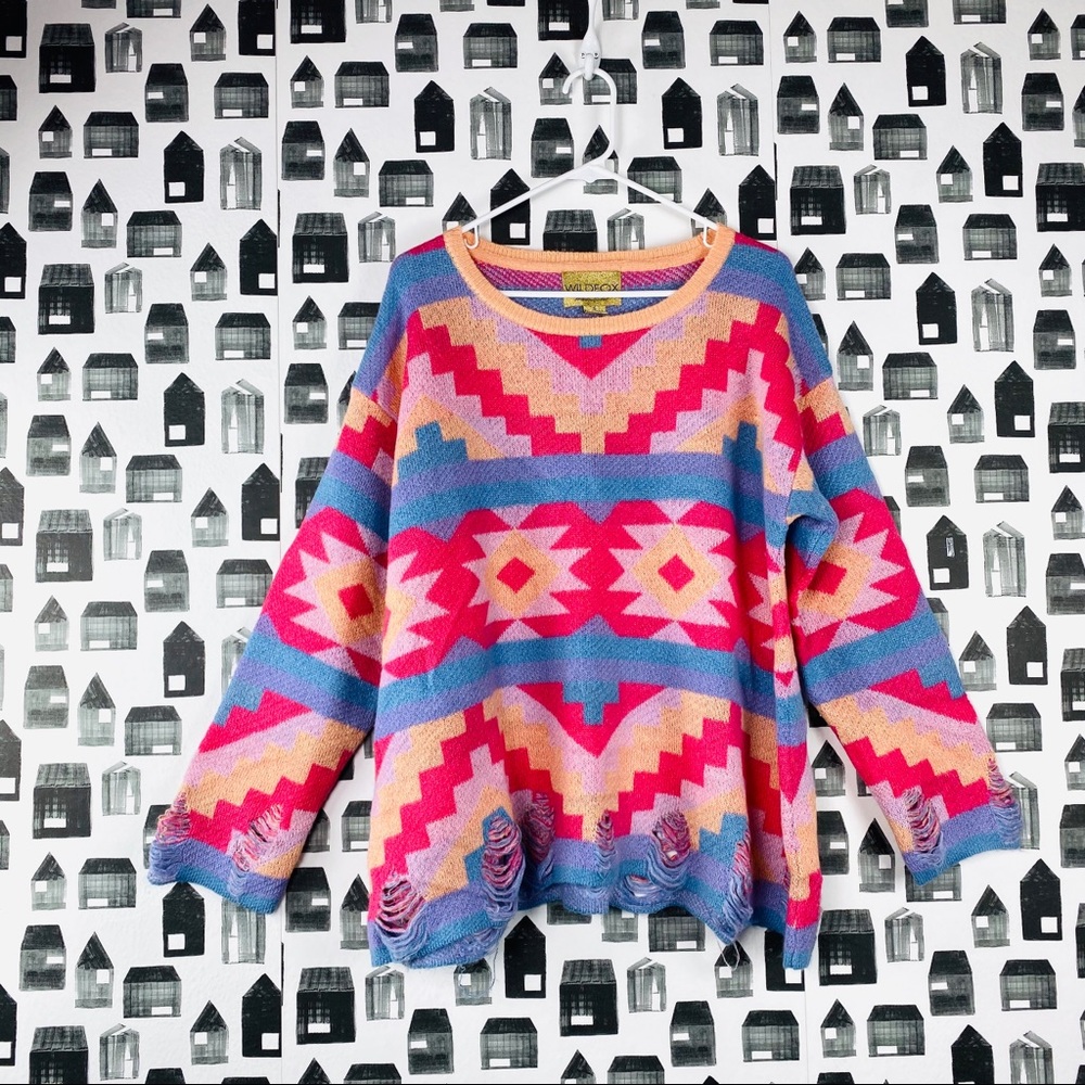 Wildfox |White Label Multicolored Crewneck Sweater